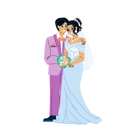 Japanese wedding couple  Illustration