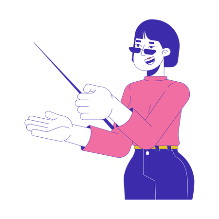 Japanese woman teacher showing aside  Illustration