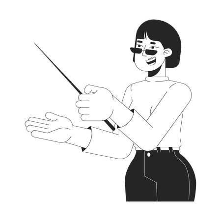 Japanese woman teacher showing aside  Illustration