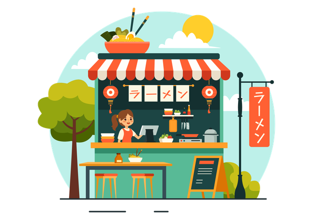 Japanisches Ramen-Restaurant  Illustration