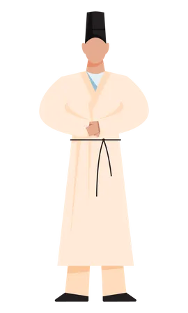 Sacerdote Xintoista Religiao Japonesa Figura Masculina Religiosa Tradicional Ilustracao Vetorial Plana Ilustração