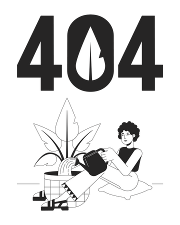 Message flash 404 sur la plante d'intérieur de jardinage  Illustration