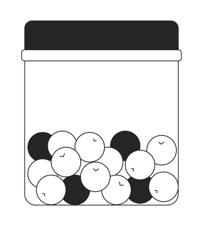 Pote transparente cheio de frutas secas  Ilustração