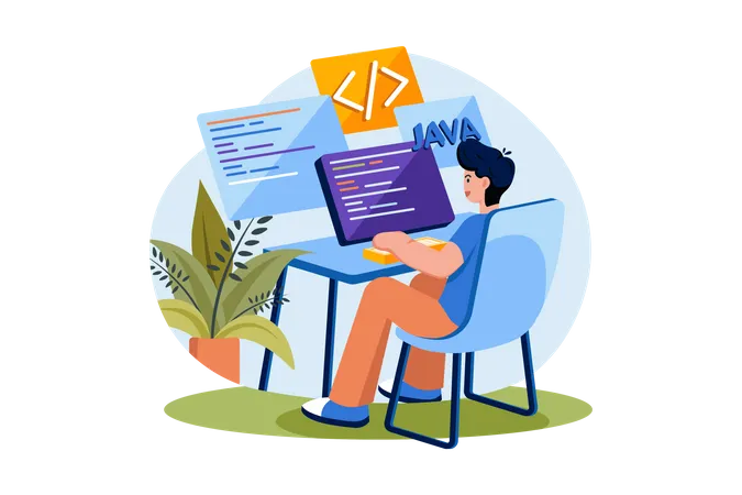 Java Developer Developed Website Illustration