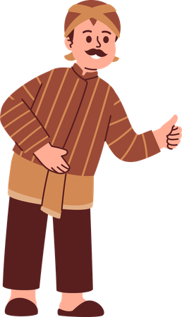 Javanese Man Wear Blangkon  Illustration