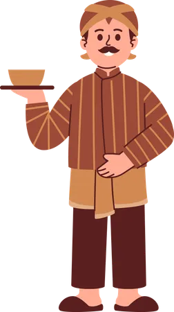 Javanese Man Wear Blangkon  Illustration