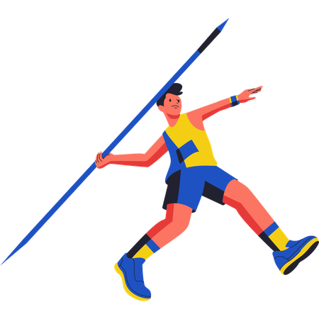 Javelin Thrower Will Throw Javelin  Illustration