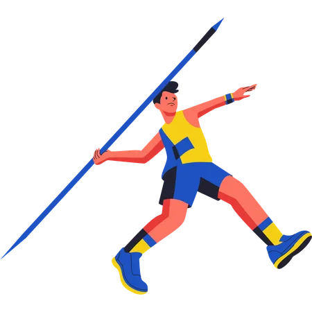 Javelin Thrower Will Throw Javelin  Illustration