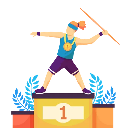 Javelin throwing athlete championship winner Illustration