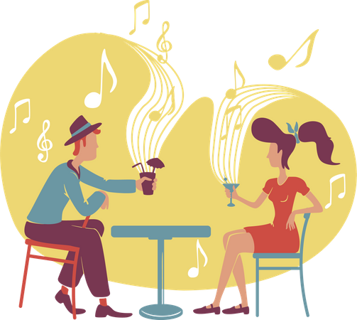 Jazz and cocktail bar Illustration
