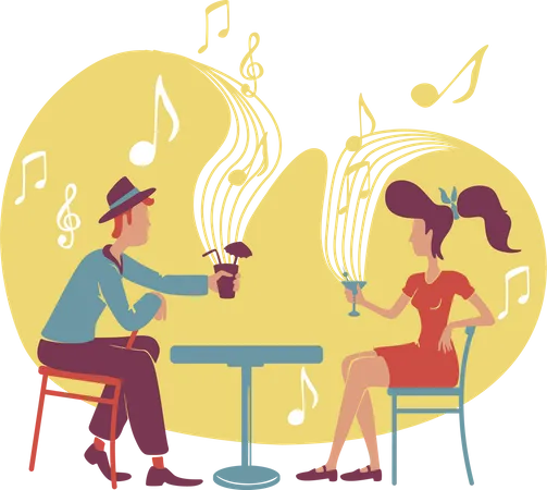 Jazz and cocktail bar Illustration