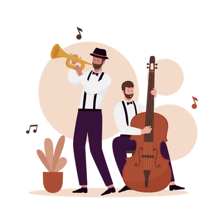 Auftritt einer Jazzband  Illustration