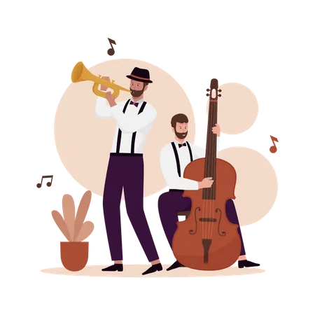 Flat Design Of Jazz Band Performance Illustration For Websites Landing Pages Mobile Applications Posters And Banners Trendy Flat Vector Illustration Illustration