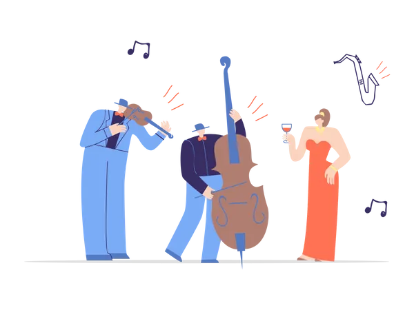 Jazz band performing in concert  Illustration