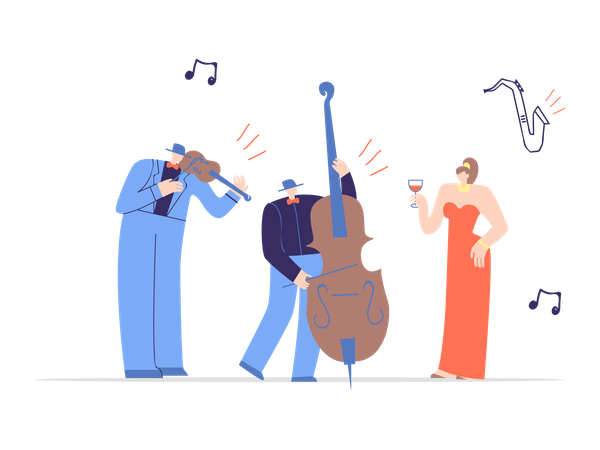 Jazz band performing in concert  Illustration