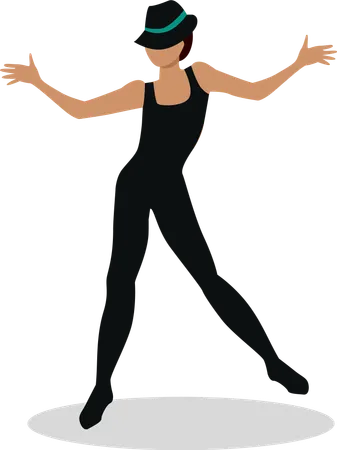 Jazz Dancer In Hat And Long Black Suit Tap Dance Jitterbug Swing Dance Lindy Hop Modern Jazz Dance Person Entertain Public On The Fashion Show At Musical Party Fashion Event Vector Illustration