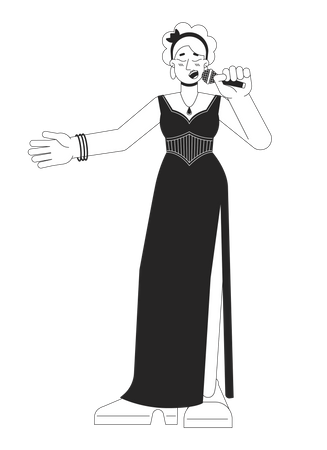 Jazz singer with microphone  Illustration