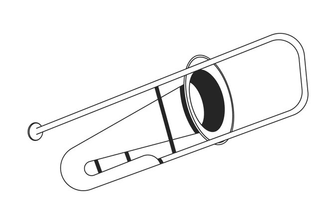 Jazz Trombone Musical Instrument Black And White 2 D Line Cartoon Object Music Practice Equipment Isolated Vector Outline Item Wind Brass Instrument For Orchestra Monochromatic Flat Spot Illustration Illustration