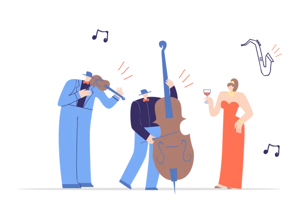 Konzert einer Jazzband  Illustration