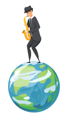 Jazzmusiker-Saxophonist mit Saxophon im Kostüm  Illustration