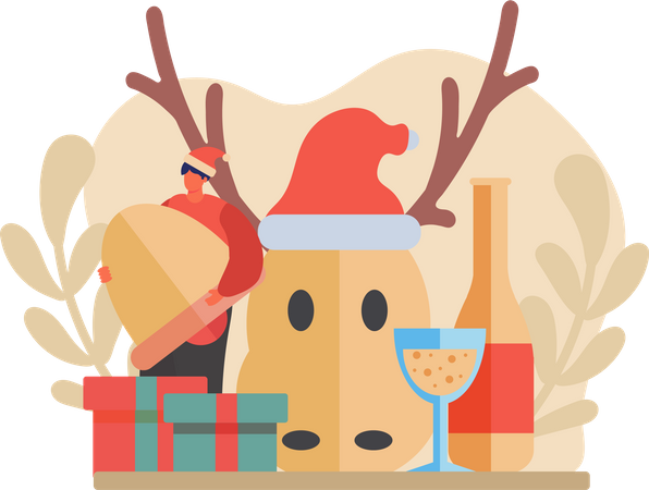 Jeder feiert Weihnachten, flaches Design  Illustration