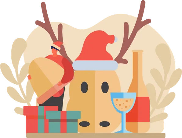 Jeder feiert Weihnachten, flaches Design  Illustration