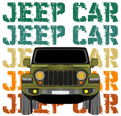 Jeep Retro Design Landscape Illustration