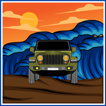 Jeep de vacaciones  Ilustración