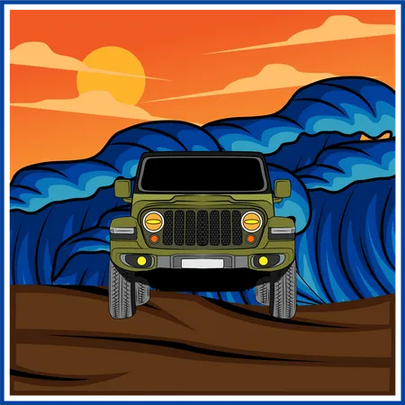 Jeep de vacaciones  Ilustración