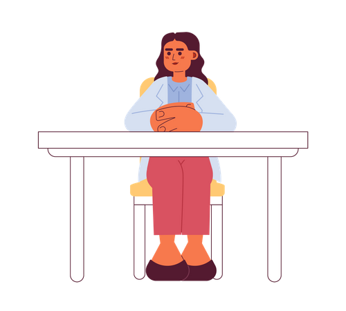 Jefa sentada en el escritorio  Ilustración