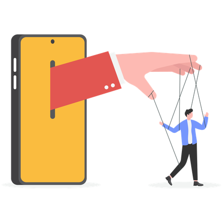 Jefe que controla al empleado como si fuera una marioneta  Ilustración
