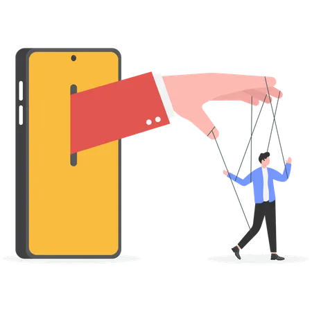Jefe que controla al empleado como si fuera una marioneta  Ilustración