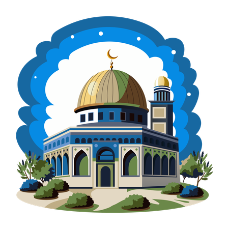 Jerusalem und die Moschee  Illustration