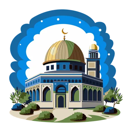 Jerusalem und die Moschee  Illustration