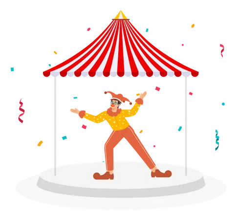 Jester in amusement park  Illustration