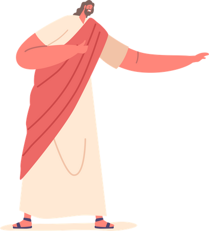 Jesucristo con brazos gesticulando sermón de enseñanza  Ilustración