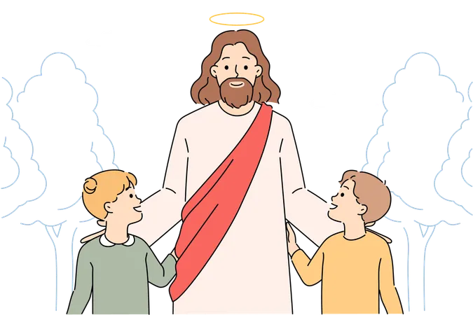 Jesucristo guía a los niños  Ilustración