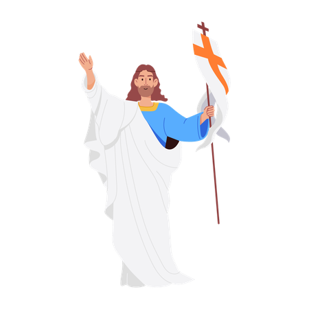 Jesucristo sosteniendo la bandera resucitada  Ilustración