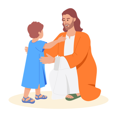 Jesús abrazando al niño  Ilustración