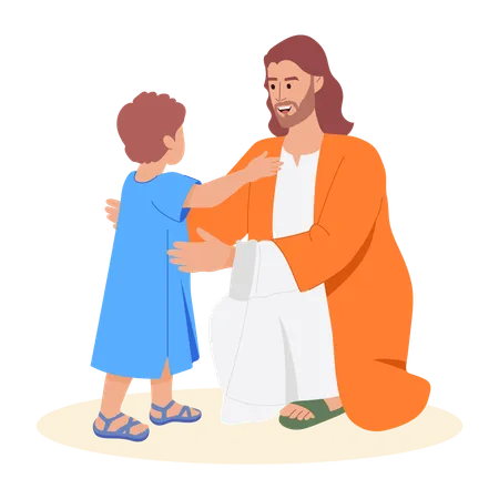 Jesús abrazando al niño  Ilustración