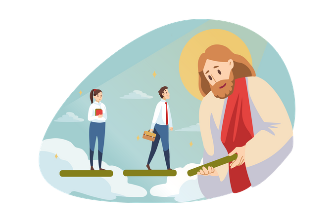 Jesus abrindo caminho para empresários  Ilustração