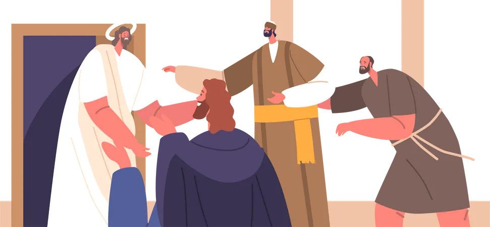 Jesus Appeared To His Apostles After His Resurrection Providing Them With Proof Of His Victory Over Death And Reinforcing Their Faith In His Divinity And Message Cartoon People Vector Illustration Illustration