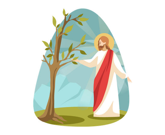 Jésus avec une plante  Illustration