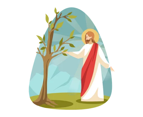 Jésus avec une plante  Illustration