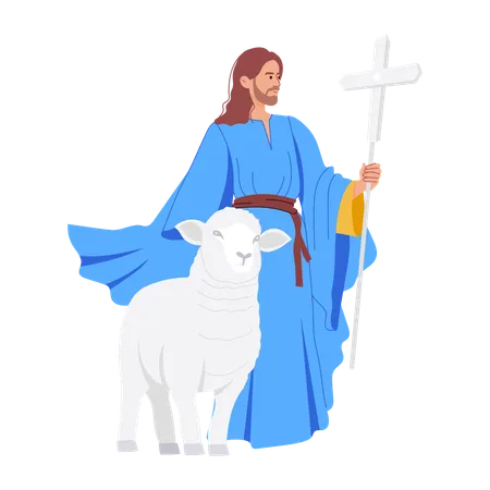 Jésus avec une chèvre  Illustration