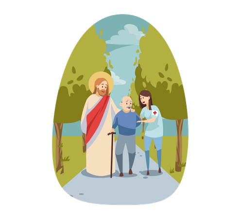 Jésus bénissant le vieil homme  Illustration