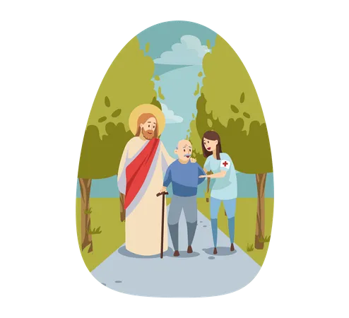 Jésus bénissant le vieil homme  Illustration