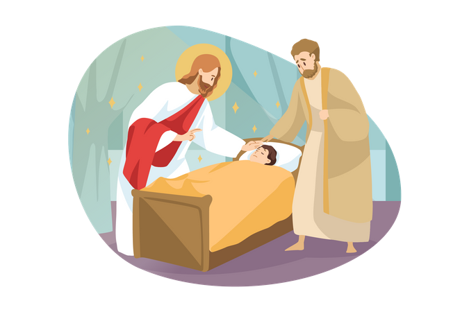 Jesus blessing little boy  Illustration
