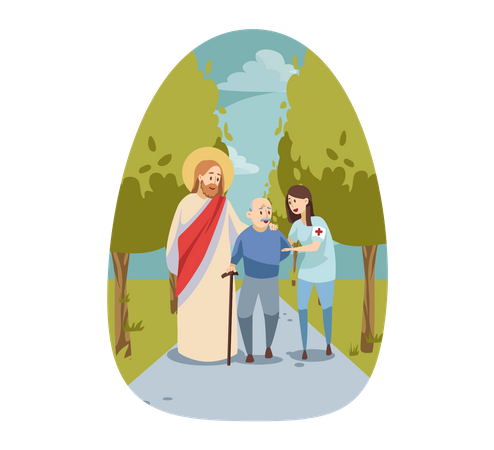 Jesus blessing old man  Illustration