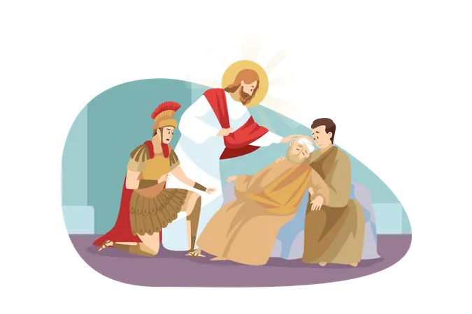 Jesus blessing sick people  Illustration